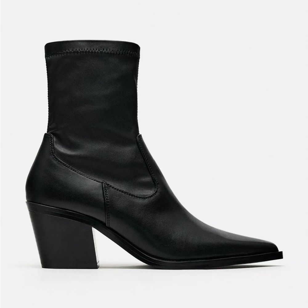 Zara Black Ankle Boots Sleek Stretch Design